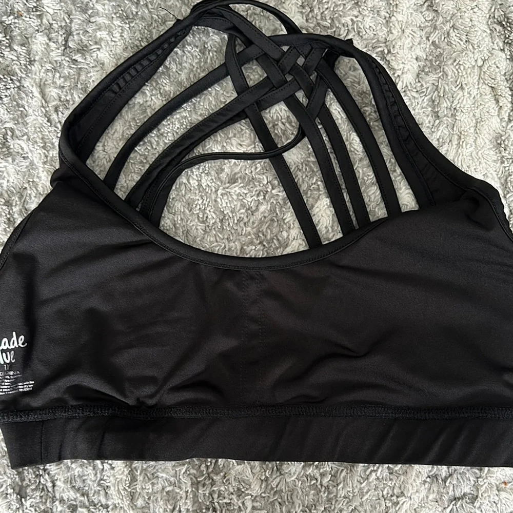 Cascade Blue Black Strappy Sports Bra - Picture 5 of 5